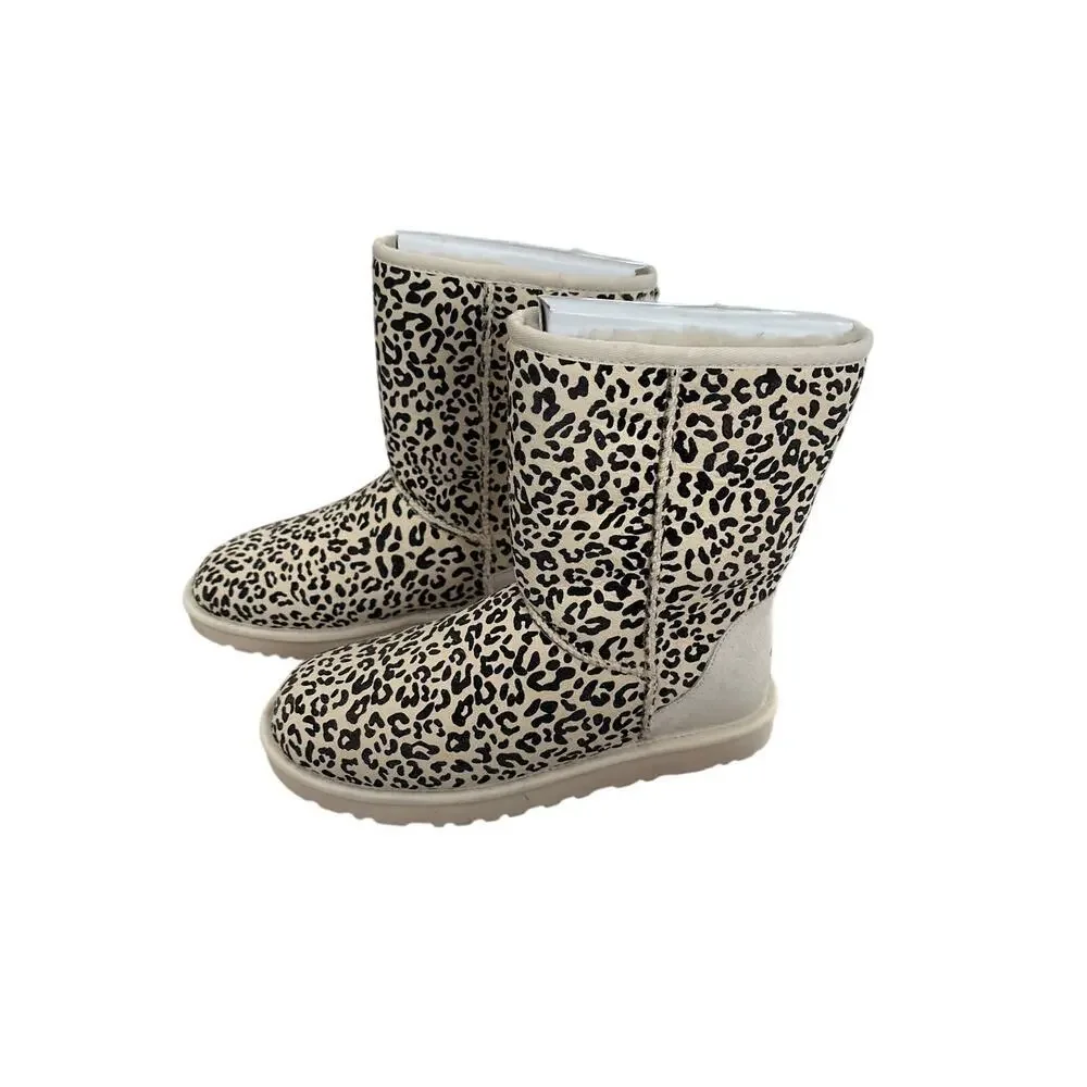 UGG Leopard Print Shearling Boots NWT Real Lamb Fur Australia Vintage